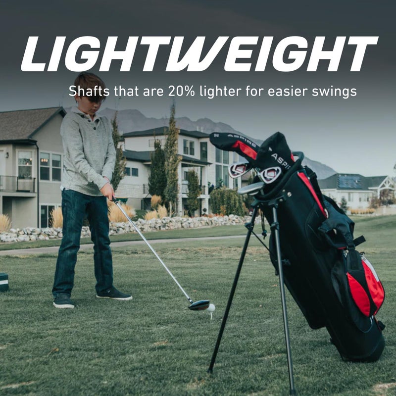 Aspire Junior Plus Kids Golf Clubs â€“ Boysâ€™ & Girlsâ€™ Right-Handed Golf Set with Lightweight Stand Bag, Graphite Shafts & Aircraft-Grade Aluminum Clubs - Pink Ages 5-6 - Image 3